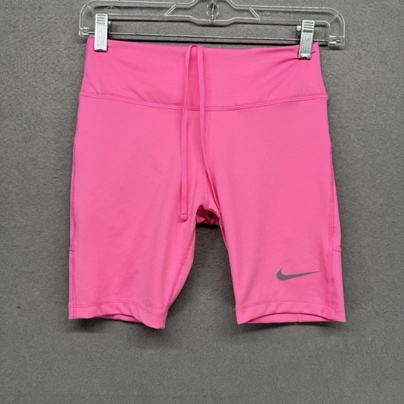 Nike Fast Running Shorts‎ Womens Size XS Pink Glow Dri-Fit Mid Thigh 7" DB4347 - Picture 1 of 12